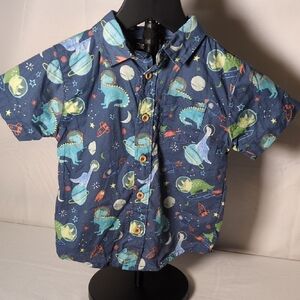 Dinosaur Galaxy Adventure Toddler's Button-Down Shirt